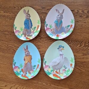 4 NWT World Market Easter Peter Rabbit kids' melamine plates